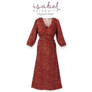 Brick Red Isabel Leopard Maternity Dress Medium